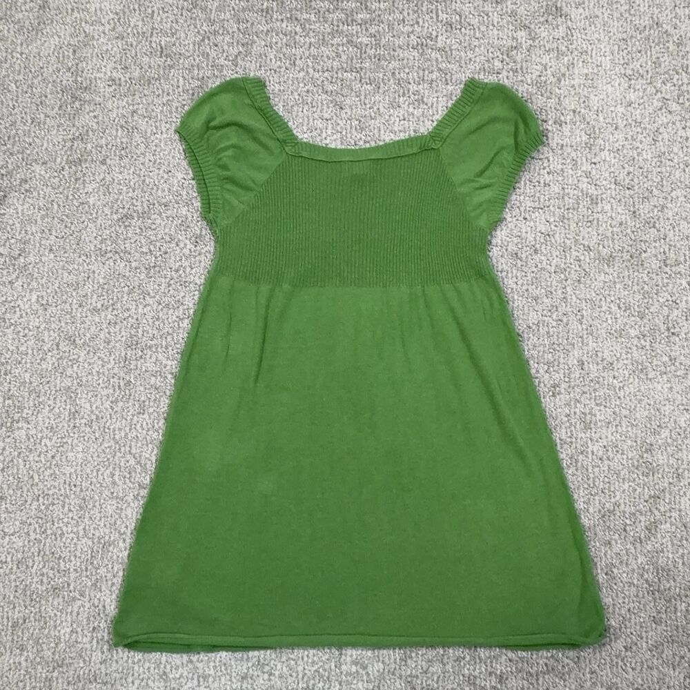 Y2K Mossimo Babydoll Top Womens Medium Green Knit Sweater Empire Waist Casual - Picture 2 of 8